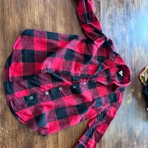 SO Red and Black Button Down Flannel Shirt